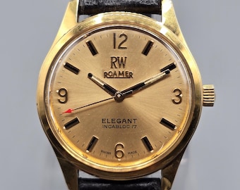 Roamer Elegant 520.2360.330 34mm Swiss Manual Men’s Watch Gold-Plated Case