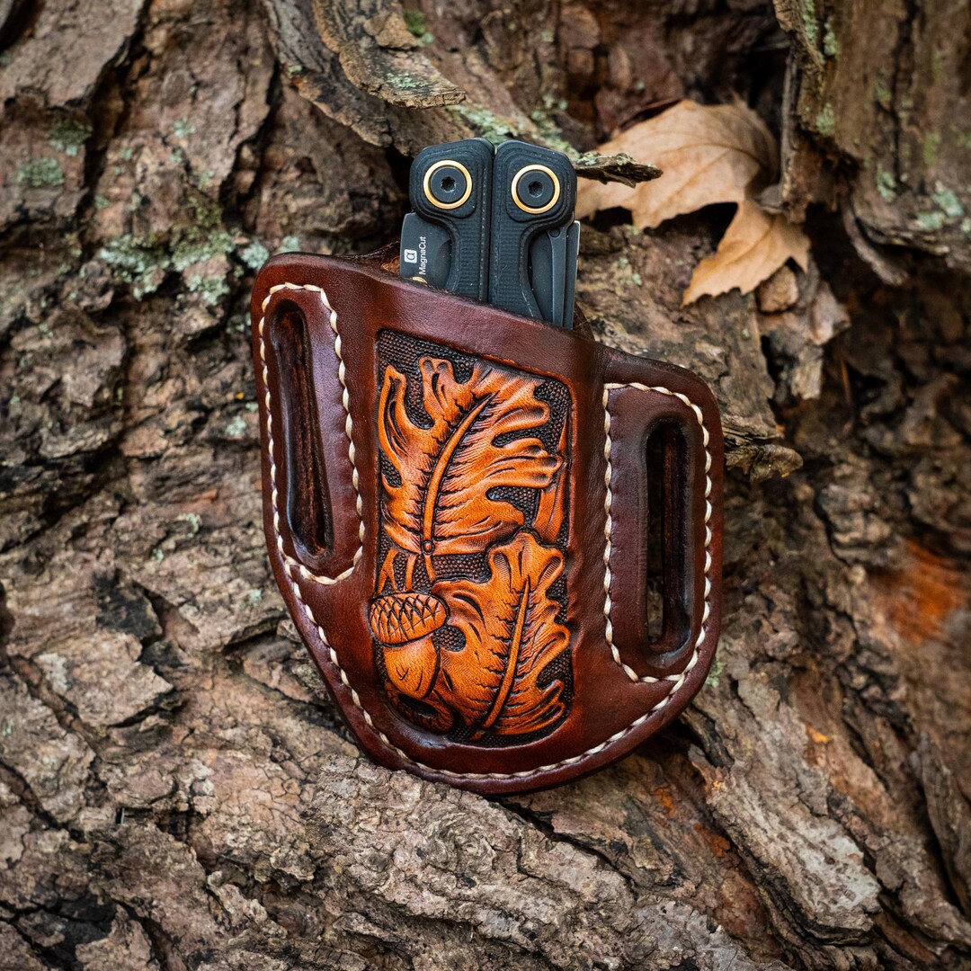 Leatherman Wave Alpha Sheath, Left Hand, Dark Brown, Hand Carved Oak ...