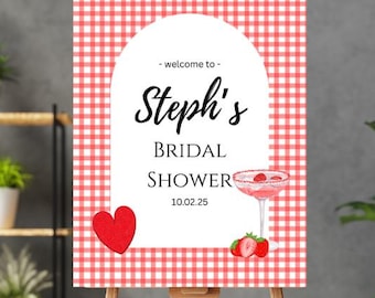 Berry In Love Bridal Shower Welcome Sign: Strawberry Theme (Digital Download)