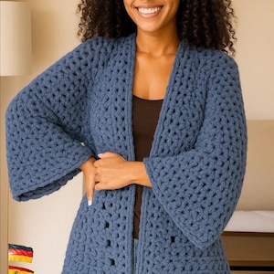 Crochet pattern-Customizable pattern top PDF-Cropped top -Lace top sleeves pattern-pullover crochet lace cardigan-7sizes XS-3XL