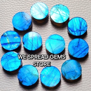 Mind Blowing~ 5MM To 30MM Coin Labradorite~ Natural Blue Flashy Labradorite~ Flat Round Shape Labradorite~ Blue Coin Disk Cabochon Gemstone!