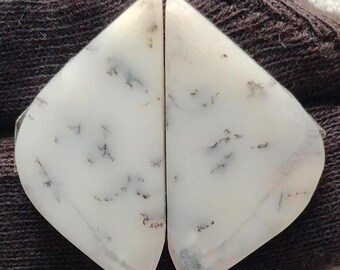 Dendrit Opal Cabochon Passendes Paar, Ohrring Schmuck Edelsteine (29X15X3MM)