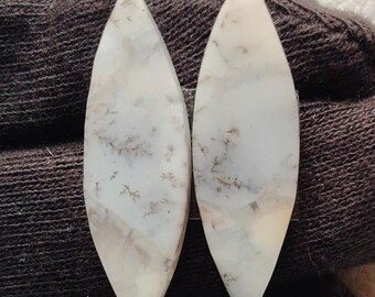 Marquise Dendrit Opal Paar, handgemachte Cabochon Edelsteine (31x10x4 MM)