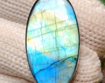 Oval Labradorite Cabochon: Blue Flashy Gemstone, 31x17mm