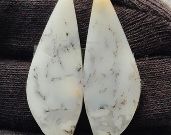 Dendrit Opal Cabochon Paar, Fancy Ohrring Edelsteine (35X12X4MM)