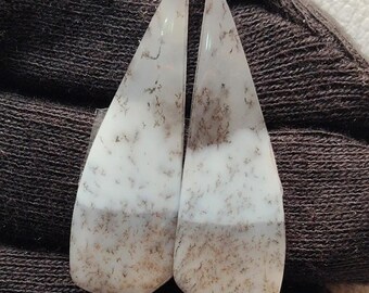 Dendrit-Opal Cabochon Paar, ausgefallener Edelstein (36X11X4 MM)