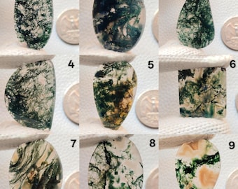 54 "Pieces Top Quality Moss Agate, 100% Natural Moss Agate, Mix Shape & Size Moss Agate, Use Wire Wrapping Pendant Smooth Cabochon Gemstone.