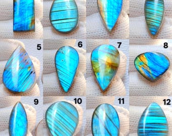 Meravigliosa labradorite di altissima qualità, labradorite naturale al 100%, super multi blu brillante, lotto all'ingrosso di cabochon, pietra preziosa di varie forme e dimensioni.