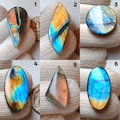 66 Pieces Top Quality Gemstone Mix Shape & Size Labradorite AAA Grade Handmade Polished Cabochon Wholesale Labradorite Lot Use Wire Wrapping product logo