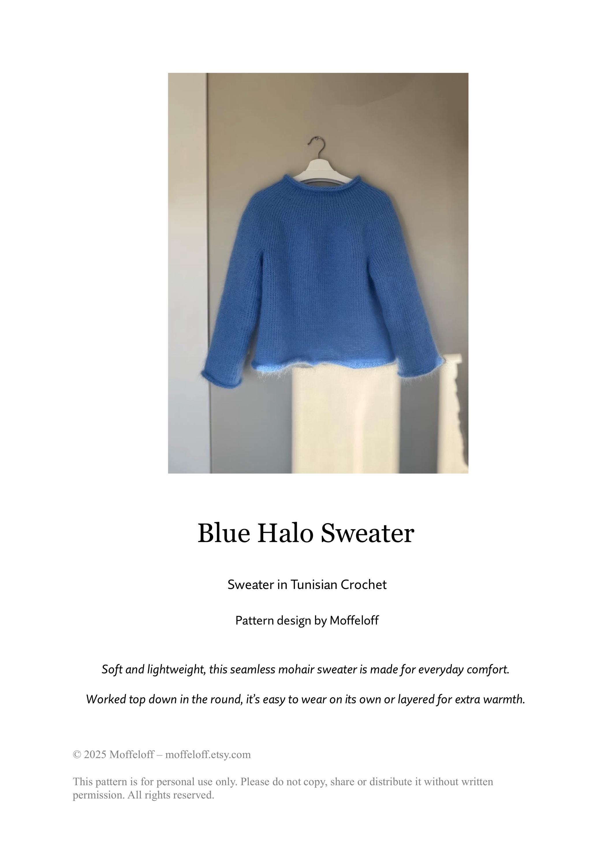 Blue Halo Sweater — Tunisian Crochet Pattern - Etsy