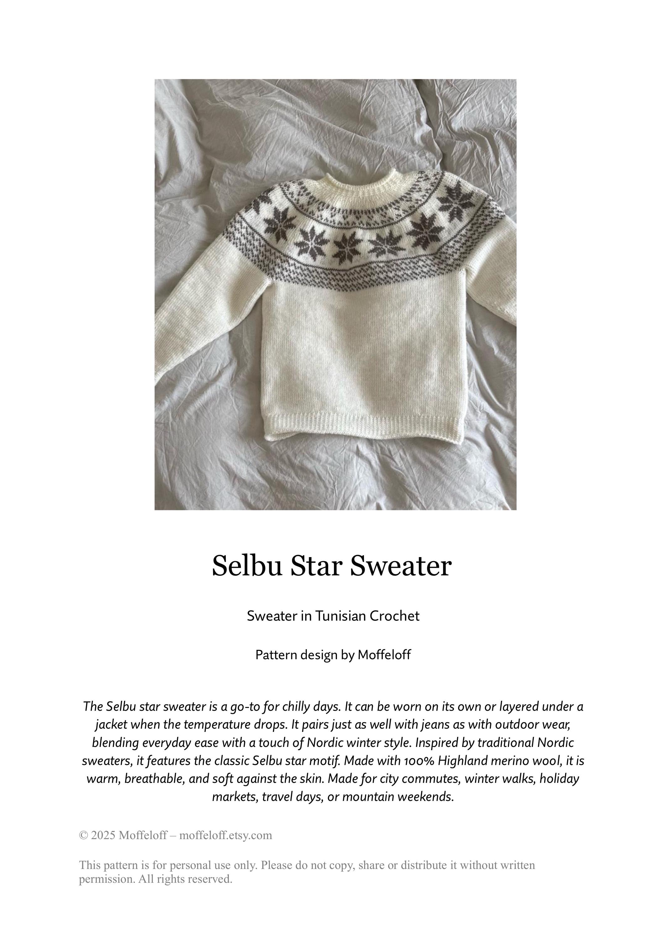 Selbu Star Sweater — Tunisian Crochet Pattern - Etsy