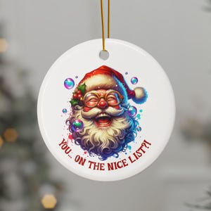 Enfeite de Natal engraçado do Papai Noel: Decoração de cerâmica sarcástica &quot;Lista de Bons Amigos&quot;
