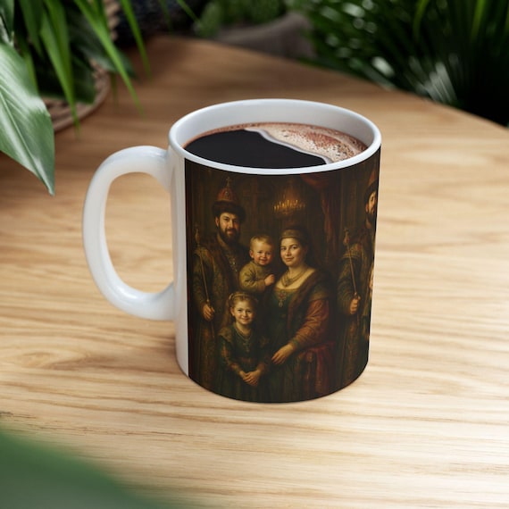 Individuelle königliche Zaren Kaffeetasse - Personalisiertes russisches kaiserliches Porträt auf Tasse, einzigartiges historisches Geschenk, individuelle edle Kaffeetasse