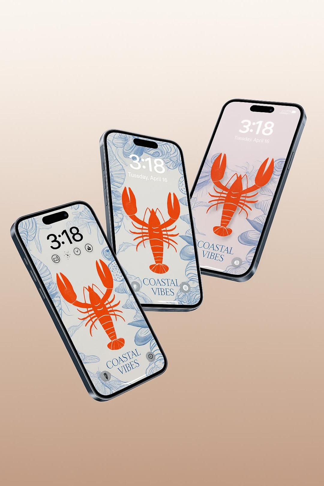 Coastal Vibes iPhone Wallpaper | Lobster Beach Aesthetic Lock Screen ...