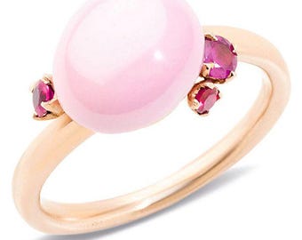 Anillo de piedra preciosa rosa con rubí en plata de ley 925 con baño de oro, anillo de aniversario para ella