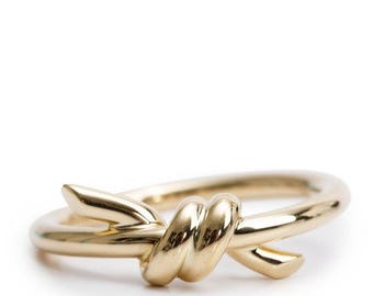 Anillo de nudo de plata de ley 925 con baño de oro, regalo para mujer