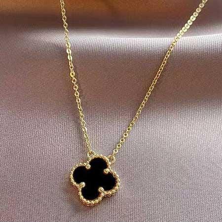 Ciondola A Quadrifoglio Con Diamante Simulato - Catena Cubana Inclusa, Placcato Oro Giallo 14kt, Argento 925