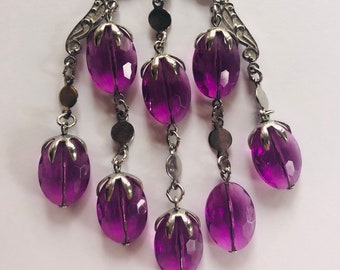 Sarah Coventry Vintage Pendant, Silver & Amethyst Chandelier Costume Jewelry
