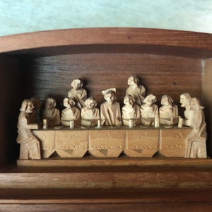 The Last Supper Jesus Christ Tiny Religious Icon Miniature Diorama Box Hand Carved Wood Christian Decor Catholic Gift