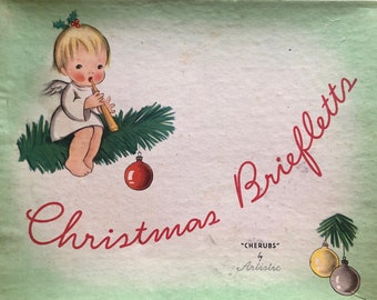 Vintage Christmas Cards 24 Unused in Box Angels Cherubs Stationary Briefletts by Artistic Collectible Ephemera