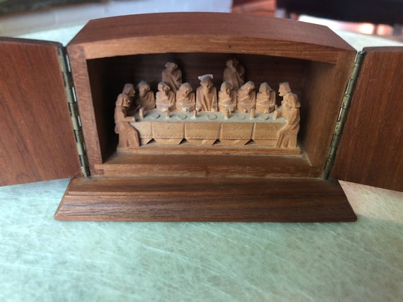 Hand Carved Wooden the Last Supper Diorama Box, Christian Decor - Etsy