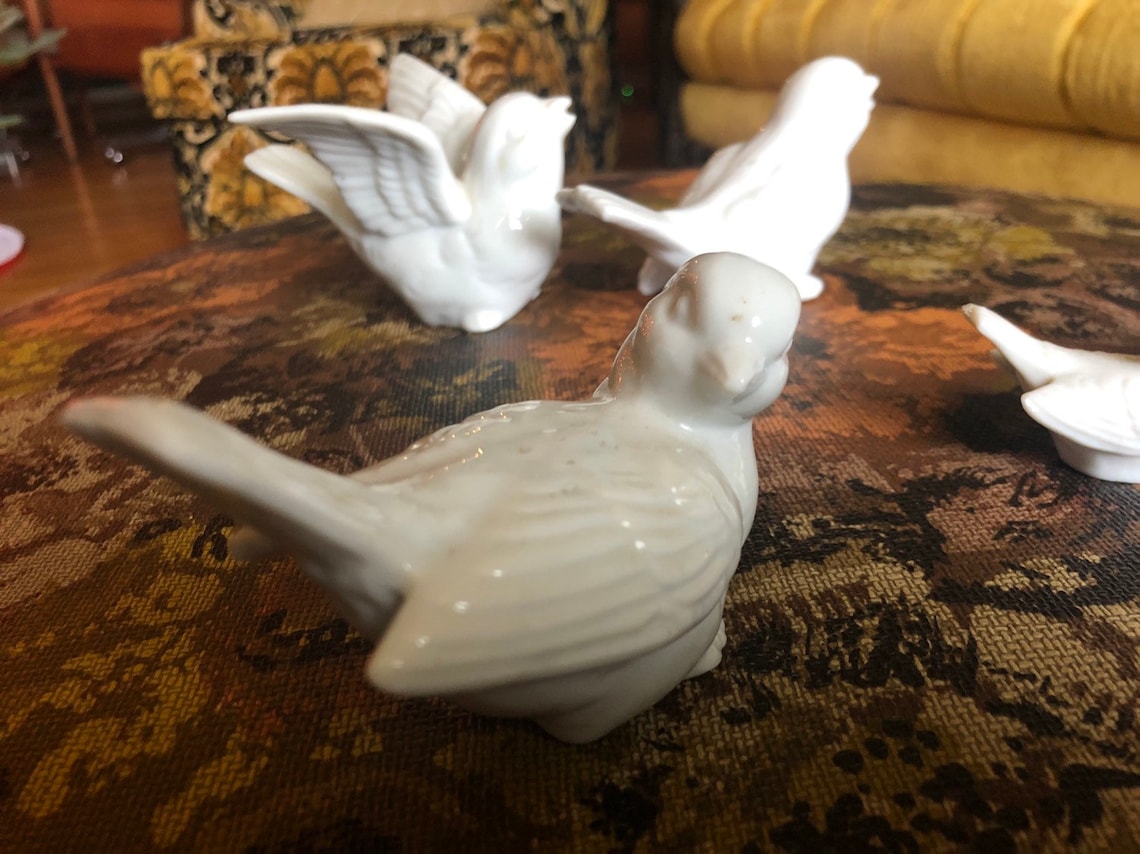 Vintage Porcelain Bird Figurines White Instant Collection OMC Etsy