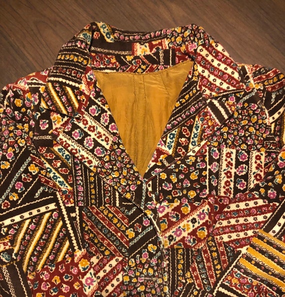 Vintage Women's Coat 1970s Patchwork Corduroy Blaz