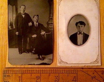 Vintage Tin Type Photograph Set, Antique Family Portraits