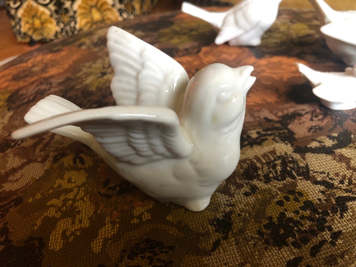 Vintage Porcelain Bird Figurines White Instant Collection OMC Etsy