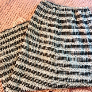 Vintage Strapless Boho Dress or Skirt. Gorgeous Striped Gingham in Black and White with Gathered Tiered Lace
