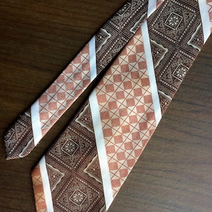 Vintage Men&#39;s Neck Tie Wide Mid Century Funky Earth Tones Brown Orange Checkerboard Cabrelli Imports Father&#39;s Day Gift