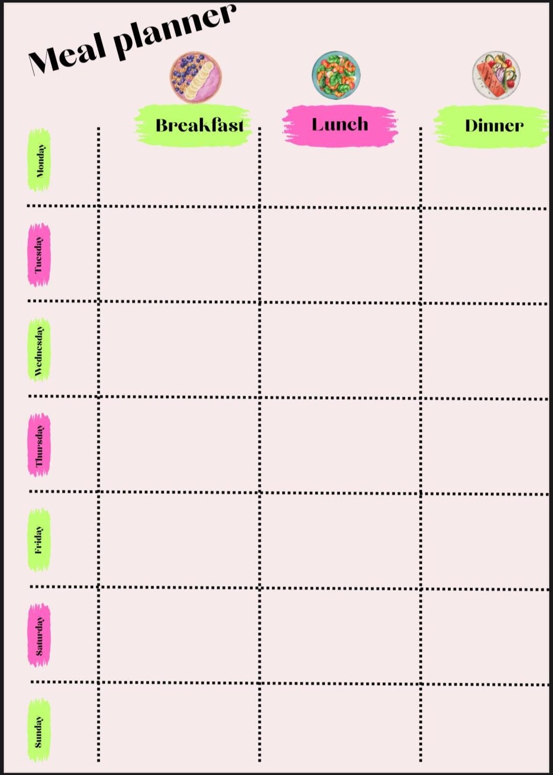 Printable Weekly Meal Planner | Digital Food Planner PDF | Breakfast ...