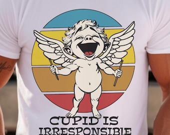 Maglietta di cotone sarcastica e anti-San Valentino con scritta "Cupido è irresponsabile"