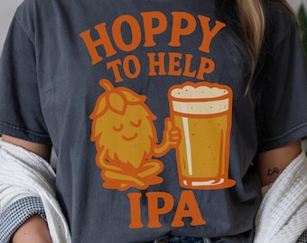 T-shirt IPA Hoppy to Help : dessin animé drôle de houblon de bière artisanale