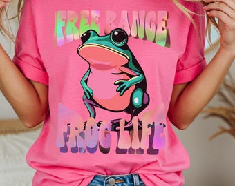 Free Range Frog Life Shirt, Retro Hippie Comfort Colors Tee