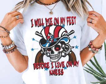 T-shirt tête de mort patriotique, citation sur la liberté rebelle, t-shirt de protestation