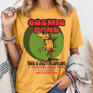 Cosmic Pond Frog T-Shirt, Trippy Retro Graphic Tee
