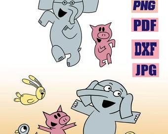 Página para colorear de la amistad entre el elefante y el cerdo para niños (archivo digital)