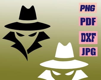 Archivo vectorial de corte de espía de incógnito: sombrero y gabardina (descarga digital)