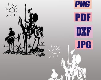 Impresión de Don Quijote de Pablo Picasso: archivo de corte vectorial de Cricut (descarga digital)