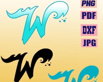 Archivo vectorial de corte de la letra W de la playa de Wildwood, Nueva Jersey (descarga digital)