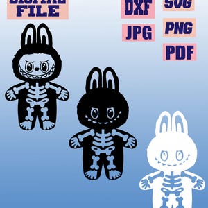 svg/png/jpg/pdf/dxf Labubu doll La bu bu Character Monsters Halloween spooky Skeleton horror cut file for Cricut .. download digital file
