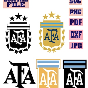 svg/png/jpg/pdf/dxf Argentina National Football Team Emblem AFA Argentina logo soccer 7 designs -cut file for Cricut.. download digital file