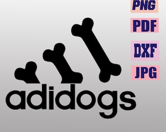 Logotipo de Adidogs SVG, vector deportivo con huesos de perro divertidos (archivo digital)