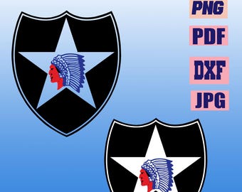 Parche de la 2.ª División de Infantería: Vector de la cabeza india del Ejército de EE. UU. (archivo digital)