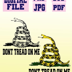 svg/png/jpg/pdf Gadsden Flag, Don&#39;t tread of me, print cutting file for Cricut.. INSTANT DOWNLOAD.. download digital file