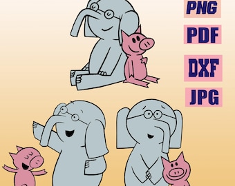 Página para colorear de la amistad entre el elefante y el cerdo (descarga digital)