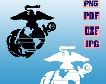 Emblema del Cuerpo de Marines de los Estados Unidos (USMC) de los Marines de EE. UU., águila, globo, ancla, insignia, archivo recortado Cricut. Descargar archivo digital