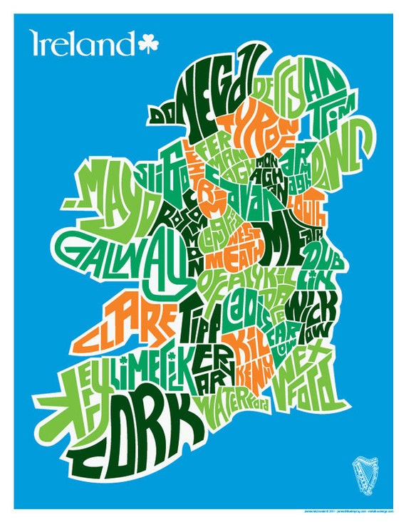 Ireland County Map 5 Color Etsy