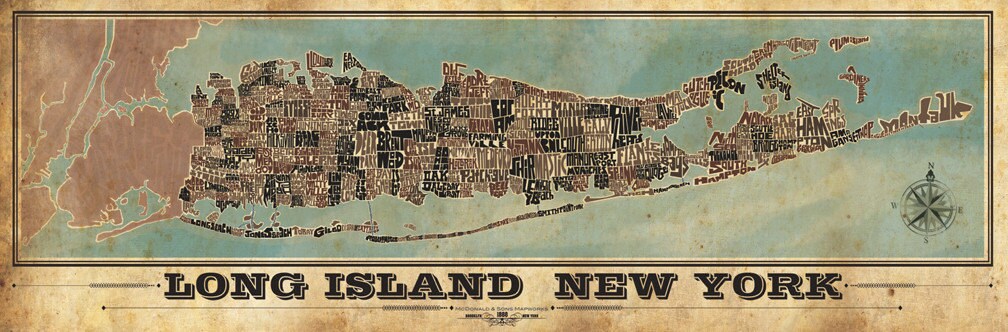 Long Island Rainbow Type Map - Etsy